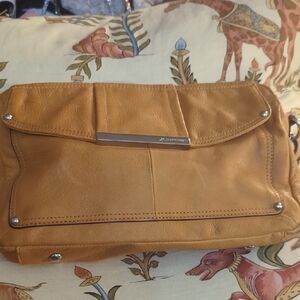 B. Makowsky Tan Crossbody Bag with Silver Details